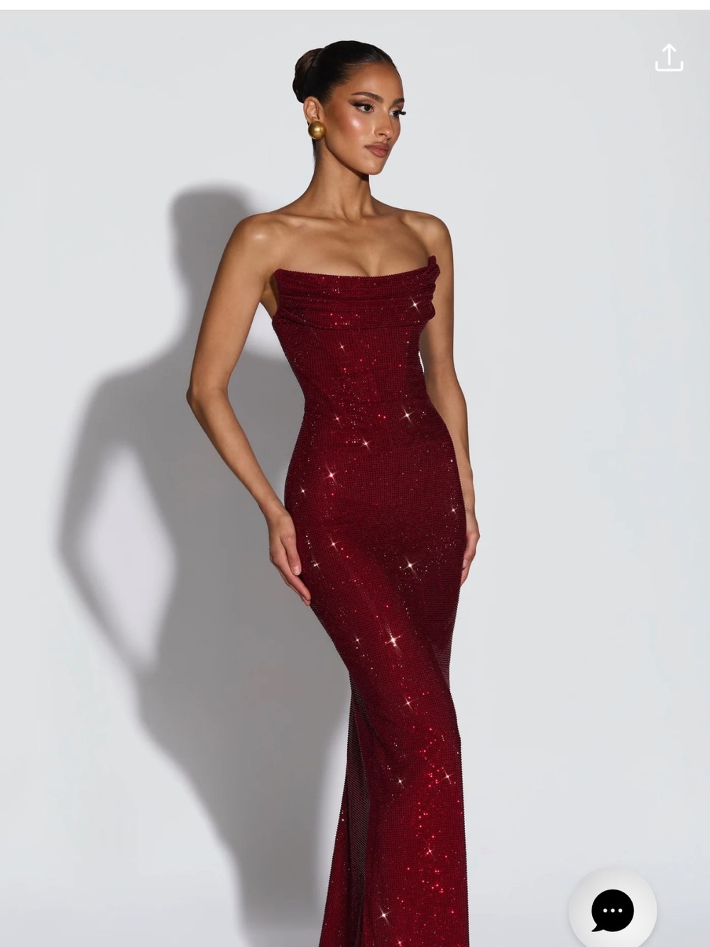 Strapless Sparkle Evening Gown in Deep Wine - Picture 4 of 7